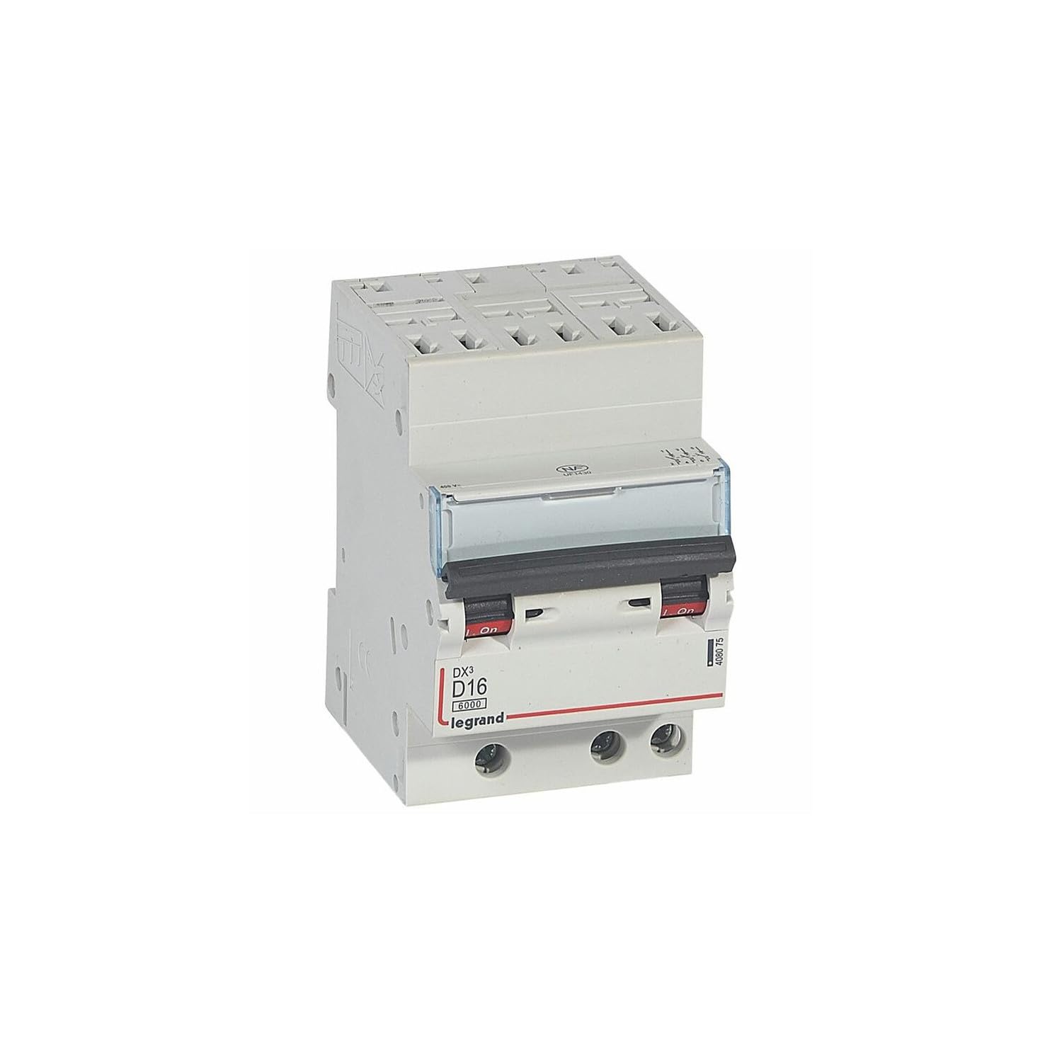 408075 Disjoncteur tripolaire 16A - 3P Courbe D - 6/​10kA - Automatique et vis - Legrand DX3