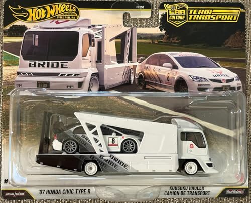 Image of Hot Wheels Team Transport 07 Honda Civic Type R, Celebrates Racing Experience & Car Culture, Vehicles, 1:64 Scale Car & Transport, Gift for Race Fans & Toy Car Collectors