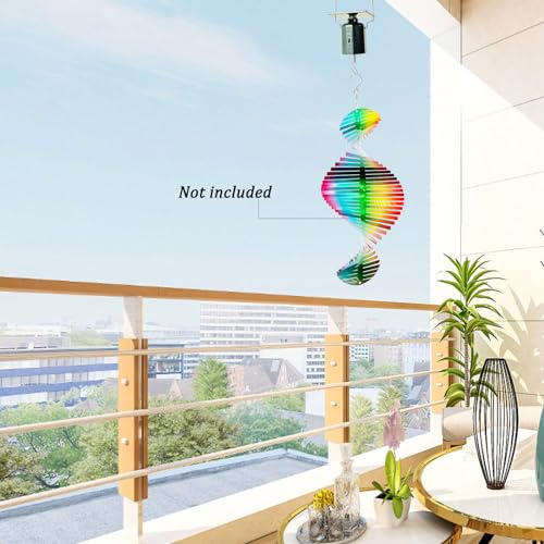 Aoedelyart Moteur éolien à énergie solaire respectueux de l'environnement, moteur rotatif mobile à suspendre pour carillon éolien, attrape-soleil, décoration de jardin, décoration à suspendre (noir) – vue 2