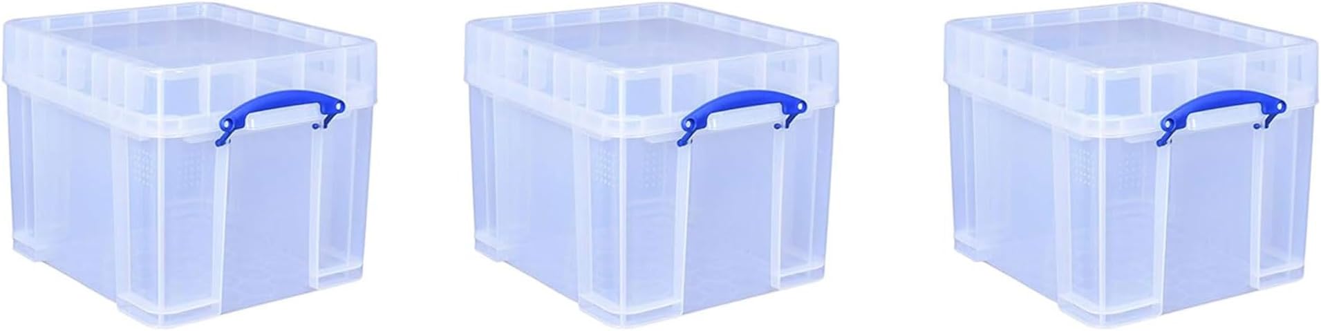 Really Useful Box Plastic Storage Bonus Pack 3x35 Litre Clear with XL Lid Clear