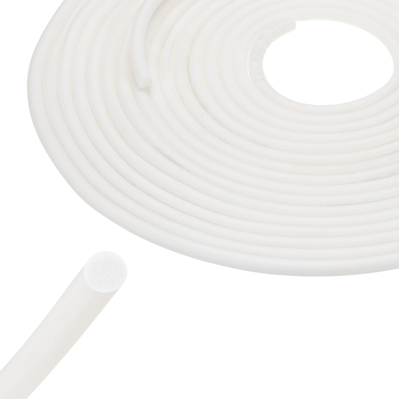 sourcing map Backer Rod 6mm x 10m Silicone Rubber Foam Caulk Saver, Weather Strip Seal for Sealing Concrete Gaps, Expansion Joints, Crack Filling, Doors, Windows, White โ image 1