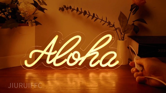 Aloha Neon Light Aloha Warm White Neon Sign for Wall Decor, 15