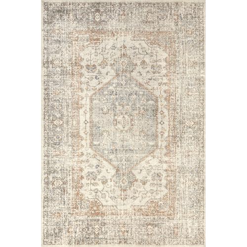 nuLOOM Jacquie Machine Washable Vintage Floral Ultra Thin Accent Rug, 2x3, Grey by nuLOOM - Image 5