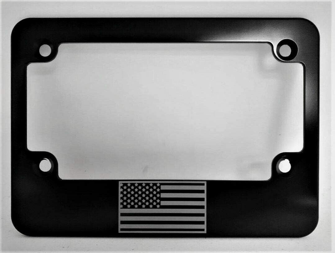Small American Flag Billet Aluminum Motorcycle License Plate Frame-BSNP