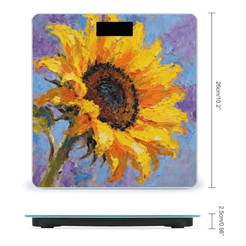 Báscula digital de baño Yellow Sunflower con pantalla LCD miniatura 2