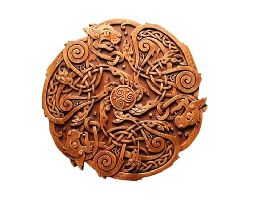 Cat Trisquel Wooden Wall Hanging Pagan Animal Symbol with Celtic