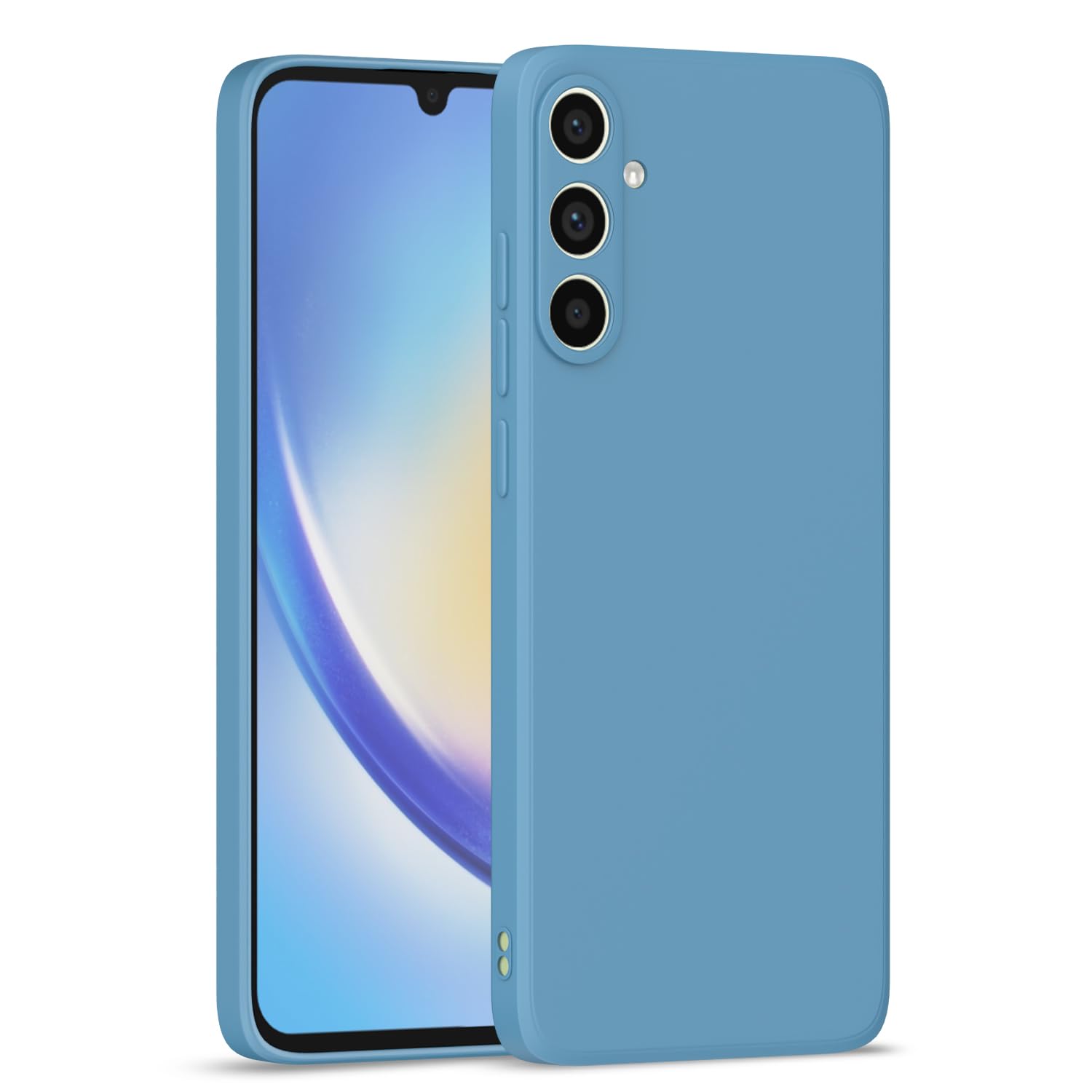 Amazon Basics Back Cover for Samsung Galaxy A34 5G | Camera Protection Shockproof Soft Matte Silicone Bumper Case (Aqua Blue)