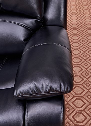 Betsy Furniture 2Pc Bonded Leather Recliner Set Living Room Set, Sofa, Loveseat 8018 (Black, Living Room Set 3+2) #TOP7
