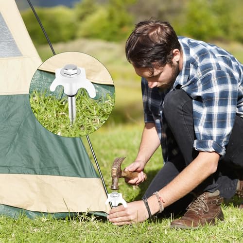 Yaocom Tent Stakes, 40 piezas de estacas inflables de 8 pulgadas, estacas metálicas para inflables miniatura 6