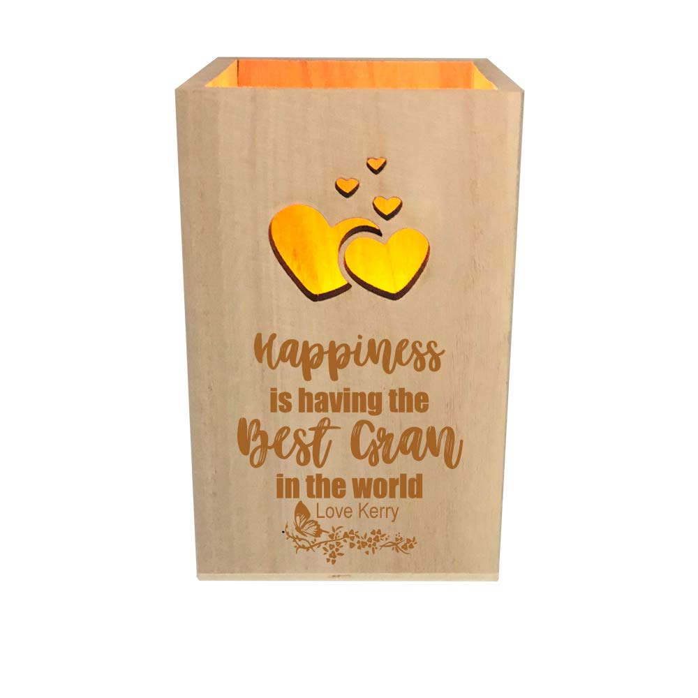 Best Gran Personalised Engraved Sentiment LED Tealight Holder Keepsake