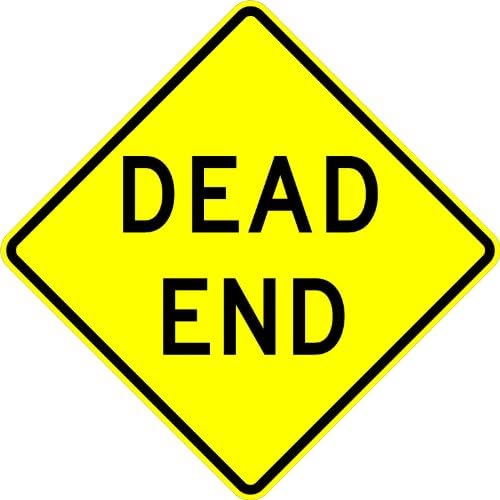 Dead End Sign 18 X 18. 3M High Intensity Prismatic Reflective Sheeting. A Real Sign. 10 Year Warranty.