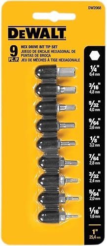 Juego de 9 puntas hexagonales DeWalt para desarmador - Accesorios Dewalt