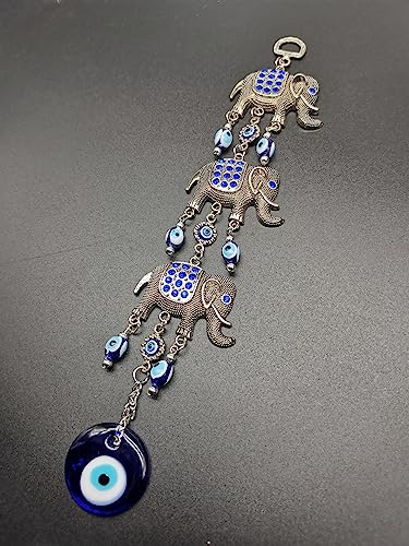 Turkish Blue Evil Eye Wall Hanging Decoration Ornament (Elephant+butterfly), 26cm*10cm - Image 4