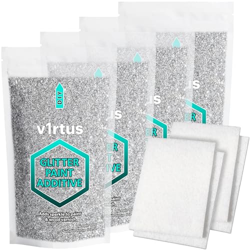 v1rtus Silber Glitzerzusatz für Farbe [400g] mit 4x Schwabbelpads zum...