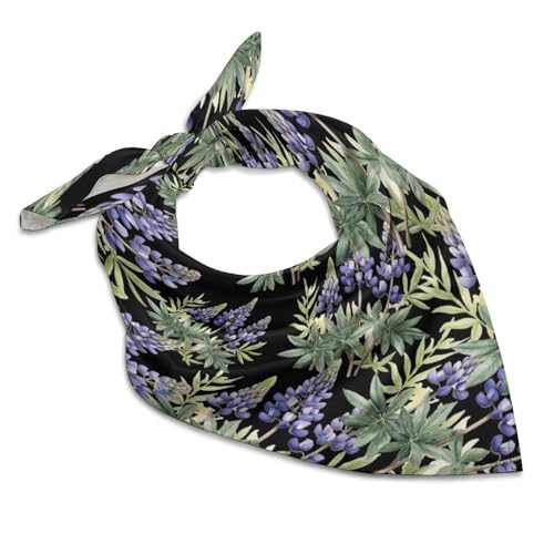 Lupine Flowers Bandana Kerchief for Women Colorful Square Scarf Lightweight Handbags Purse Scarves