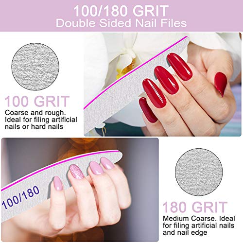 Professional Nail Files, Emery Board Nail File for Natural Nails 180/240 Grit Nail Files for Acrylic Nails 12pcs Pack Fine Grit Nail File Manicure Pedicure Tools Coarse Washable Fingernail Files - Thumbnail 7