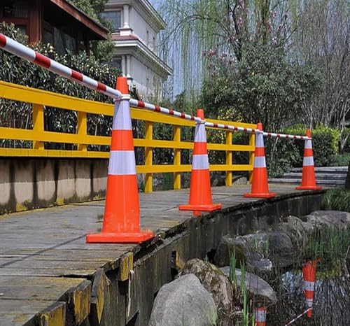 Poteau de connexion rétractable jaune pour barrière de cône de signalisation - 4