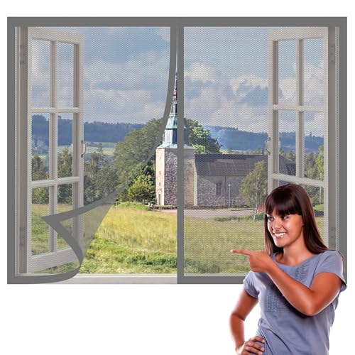 Moustiquaire fenêtre magnétique gris 65x145 cm sans percer