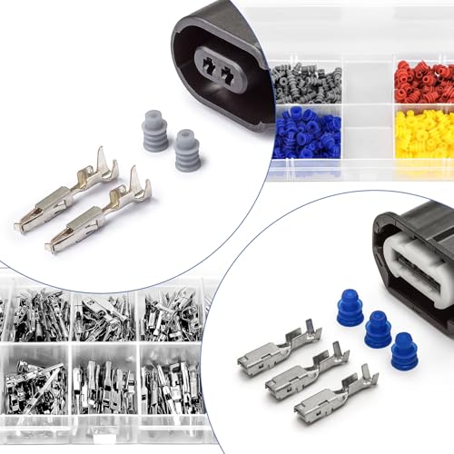 Steckverbinder Pins Kit Kfz Stecker Automobil Auto Elektrik1/1,5/1,8/2,2/2,3/2,5/2,8/3,5mm Gecrimpter Anschlussstift Kfz Elektrik Set Motorrad ATV Draht NI für Autos Motorräder Lkws Boote