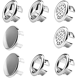Embellecedor Rebosadero Fregadero Teka KLYNGTSK 8 PCS Cubierta de Anillo de Rebose de Fregadero Cubierta de Rebosadero de Borde de Agujero de Fregadero Repuestos de Inserción de Agujero Redondo para Baño Cocina Repuesto de Lavabo