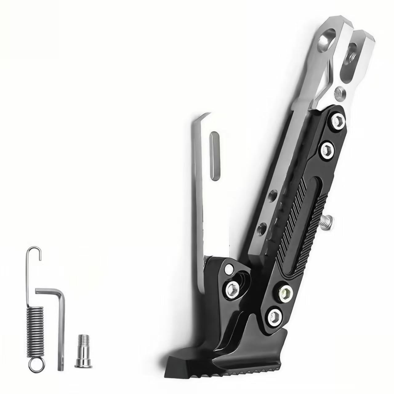 YDSTNiu Motorcycle Kickstand Side Stand for Aprilia Scarabeo 200, CNC Aluminium Alloy Adjustable Tripod Holder Side Parking Foot Motorbike Accessories,Silver
