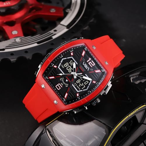 Image of V2A Impact 50mm Analog Digital Watch for Men | X-Frame Hybrid Dial Design | Alarm Stopwatch Day Date 12 /24 Hr | TPU Sport Strap | 50M Water Resistant | Gift for Mens