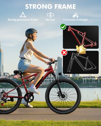 Image of Qlife Electric Bike for Adults /Teens Racer, 20+MPH 21-Speed Peak 1200W Brushless Motor Adult Electric Bicycles, 48V 10.4Ah Removable Battery Mountain Ebike, Up to 55 Miles, 27.5X2.1 Tire E Bike
