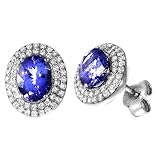 Exquisites Design Creazione Bijoux Damen Ohrstecker 750/- Gold 1,2cm Glänzend Tansanit weiß 2,65ct. 300320023-2