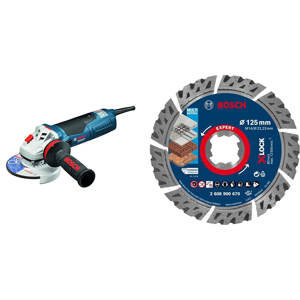 Amoladora angular Bosch de 1900 W con velocidad regulable y disco X-LOCK de alta resistencia