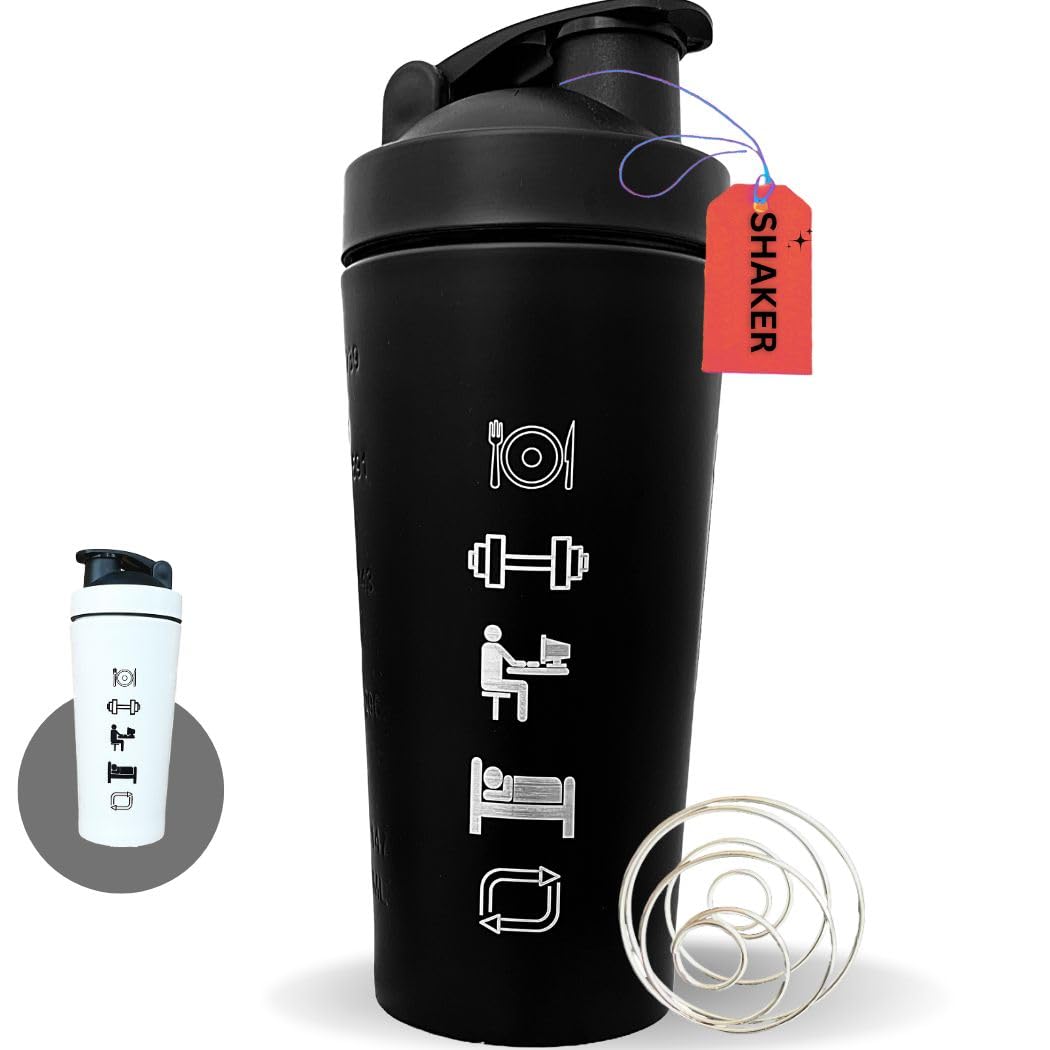 YASUKI Stainless Steel Protein Shaker Bottle For Gym | Leakproof | BPA Free | 750ml/25oz | Best for Bcaa, Protien, Preworkout (Black-White Steel Shaker Set of 1) (White) (B0CSXC2TGV) Amazon Price History, Amazon Price Tracker