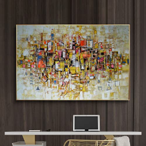 Toile murale ville abstraite affiche de peinture colorée décoration salon 35x50