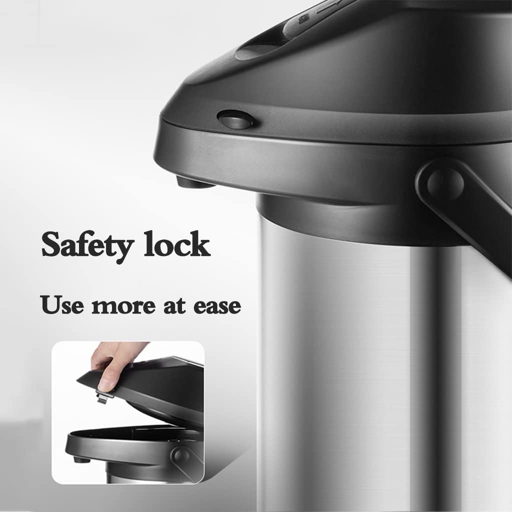 Café térmico Airpot Carafe, termos aislados con dispensador de Bebidas de Bomba, Aislamiento Caliente y frío de 24 Horas, urna de Acero Inoxidable para té, Agua, café, Bebidas heladas