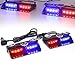 XRIDONSEN 2 in1 Dash Emergency Strobe Lights Interior Windshield Red Blue Warning Safety Flashing Police Lights Law Enforcement w/Suction Cups for Volunteer Vehicles, Trucks (2×7.16 inch, 16 LED)