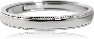 Meissa 2pcs Couple Rings Sterling Silver for Men and Women Wedding Simple Couple Bands Size Adjustable Cubic Zirconia Matching Promise Rings (3.2mm Width)