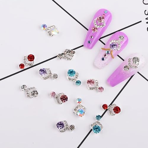 Katfan 3D Nail Charms Mixed Gemstone Alloy Nail Art Rhinestones Sparkle Gem Crystals Diamond Nails Design Studs For Nail Art Decorations Supplies 60 Pcs With Clear Box #TOP4