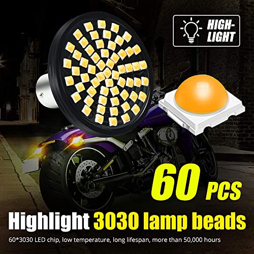 2 " 1156 Harley Davidson Led Light Bulb Amber Super Bright 60-Smd 3030 Chips With Lens Replacementfor Motorcycle Running Driving Turn Signal Blinker Bullet Light.(2-Pack). #TOP2
