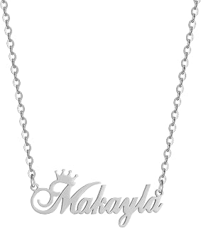 Custom Silver Name Necklace Personalized for Women, Customized Chains Name Pendants Necklaces Personalized Name Necklace with Crown for Women Girl Gift Stocking Stuffers