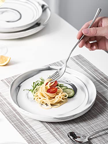 Kanwone Porcelain Plates Set Of 6, 8 Inch Dessert Salad Plates - Microwave, Oven, And Dishwasher Safe, Scratch Resistant, Modern Marble Dinnerware- Kitchen Porcelain Serving Dishes #TOP2
