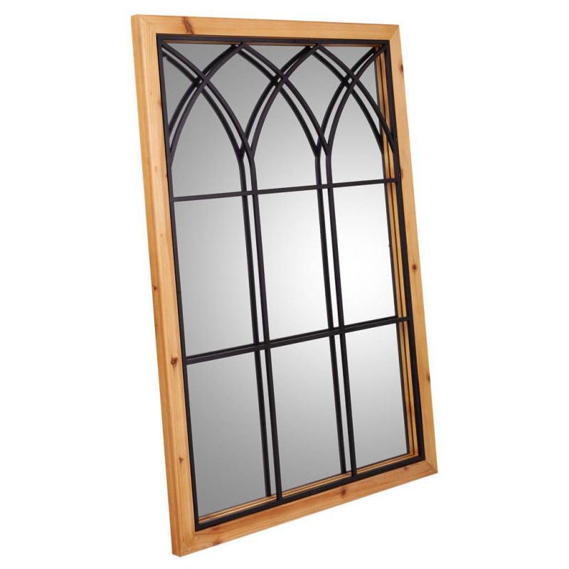 Miroir bois et métal rectangulaire style vintage industriel