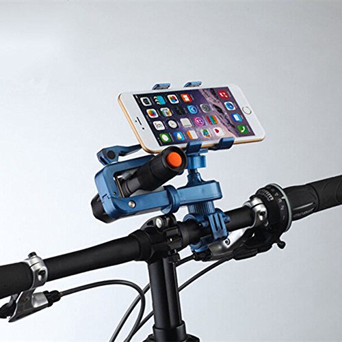 GKPR Bike Phone Mount Bicycle Holder,Smartphone GPS other Devices,bike phone mount with a removable flashlight clip,Universal Cell Phone Bicycle Handlebar-blue