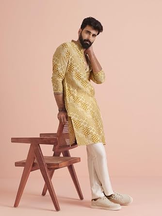KISAH Men's Kurta - Traditional Indian Ethnic Wear for Men - Ideal for Weddings, Festivals & Celebrations