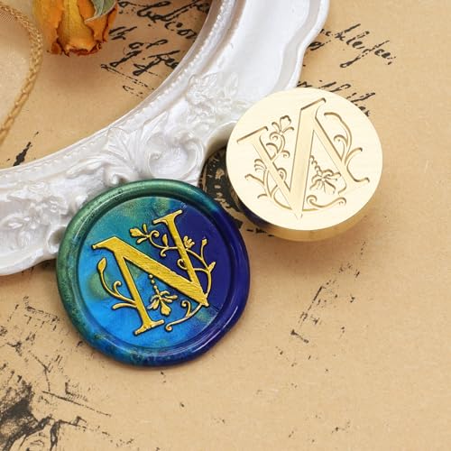 SWANGSA Initial Alphabet N Wax Seal Stamp Kit, Classic Retro Letter Sealing Stamp with 200pcs Sealing Wax Beads Kit for Wedding Invitations Cards Envelopes (N) by SWANGSA - Image 2