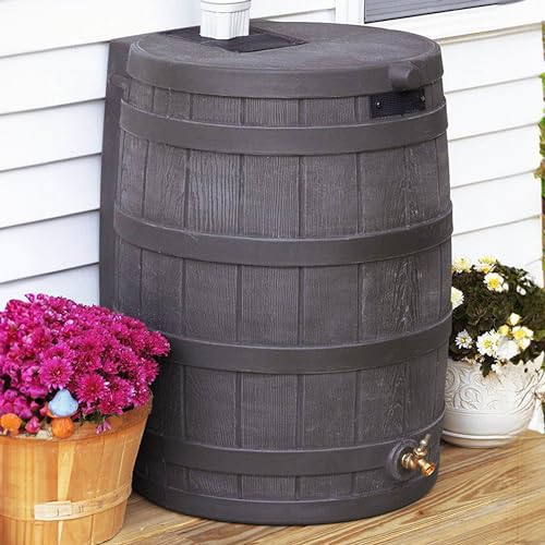 Image of Good Ideas Rain Wizard Water Collection Barrel, 50 Gallon, Oak, 2 Pack
