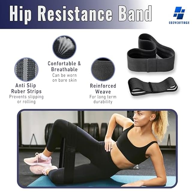 Barbell Pad Set for Hip Thrust & Squats ¨C 9-Piece Workout Kit for Women | Includes 2 Bar Pads, 2 Ankle Straps, 2 Resistance Bands & Gym Accessories ¨C No Pain Hip Thrusts ¨C Glute, Leg & Booty Training