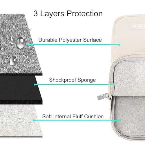 Image of MOSISO Laptop Case 16 inch, 15-15.6 inch Laptop Sleeve Compatible with MacBook Pro 16 M5 M4 M3 M2 M1, HP Acer Dell Lenovo ASUS, Polyester Vertical Computer Sleeve Bag with Pocket, Sand