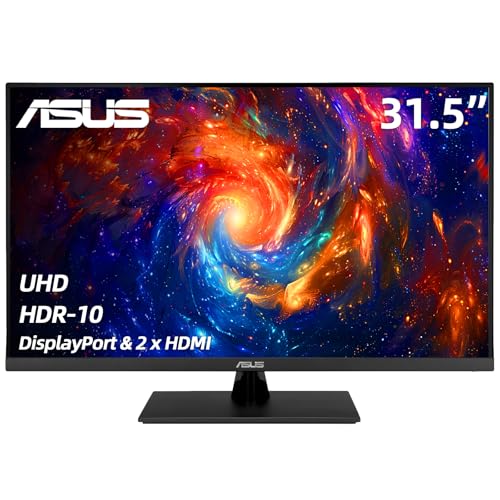 Image of ASUS 31.5 inch 4K HDR Monitor - UHD (3840 x 2160), 99% sRGB, HDR-10, Adaptive-Sync, Speakers, Flicker Free, Eye Care - Blue Light Filter, DisplayPort & 2 x HDMI, Tilt Adjustment, Wall Mountable, Black