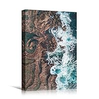 Canvas Wall Art Coastal Aerial View Beach Beach Blue Coastal Cool Photography Relax/Calm - 12x18 inches