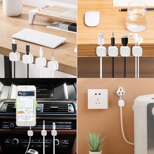 MXTIMWAN 6 Pièces Clips Câble,Organisateur de Cables,Accroche Cable,Clips de Câble Autocollants,Support de Câble Magnétique,Convient pour le Bureau, La Table de Nuit, Le Câble de Charge, HDMI, USB – vue 7