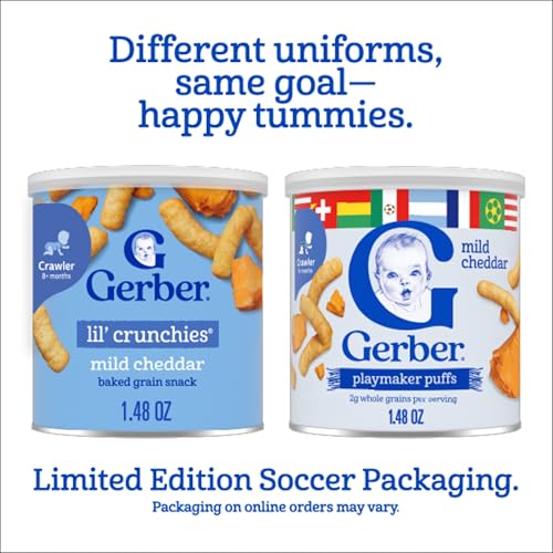 Gerber Stage 3 Baby Food Snacks, Mild Cheddar Lil' Crunchies, Snacks for Babies, Baby Led Feeding, 6-Pack - Image 4