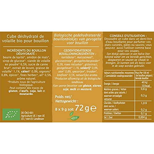 JARDIN BIO - Bouillon Cube Volaille Sans Sel Bio 72G - Lot De 4 - Offre Special